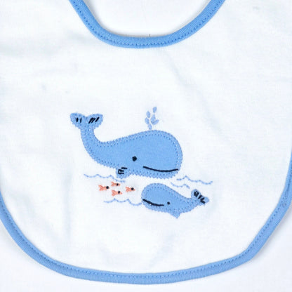 Blue Border With Dolphine Baby Bibs