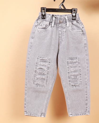 Boys Baggy Jeans Patched With Color